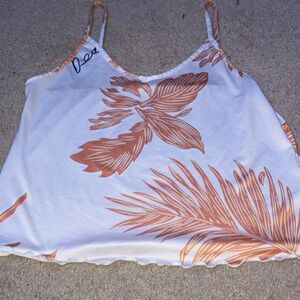 White Floral Print Scoop Neck Sleeveless Tank Top